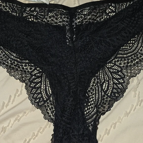 Adore Me Black and White Lace Trim Panties - Picture 5 of 5